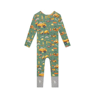 Bamboo Convertible Footie Romper - Crawford (Construction Vehicles) Baby & Toddler Sleepwear