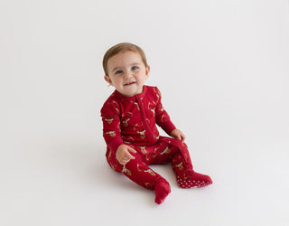 Posh Peanut Bamboo Convertible Footie Romper - Dash (Deer)