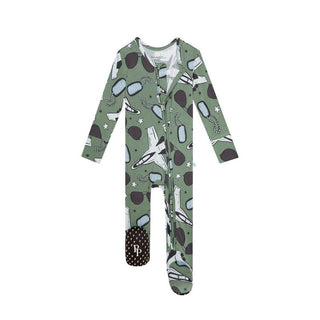 Bamboo Footie with Zipper - Airman (Jets) Posh Peanut