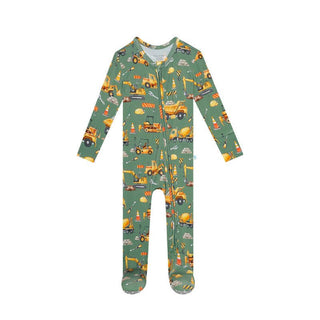 Bamboo Footie with Zipper - Crawford (Construction Vehicles) Baby & Toddler Sleepwear