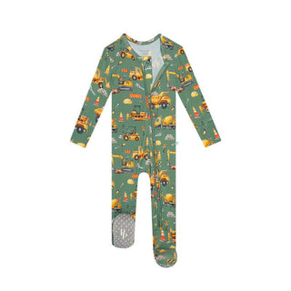 Bamboo Footie with Zipper - Crawford (Construction Vehicles) Baby & Toddler Sleepwear