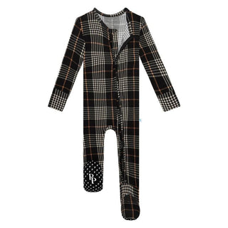 Posh Peanut Bamboo Footie with Zipper - Sanders (Plaids)