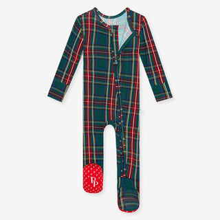 Posh Peanut Bamboo Footie with Zipper - Tartan Plaid