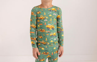 Posh Peanut Bamboo Long Sleeve Pajama Set - Crawford (Construction Vehicles)