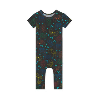 Posh Peanut Boy's Bamboo Short Sleeve Basic Romper - Posh Player One 