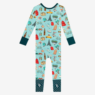 Boy's Bamboo Convertible Footie Romper - Around the World Posh Peanut