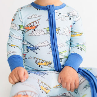 Boy's Convertible Footie Romper - Flyer (Biplanes) Posh Peanut