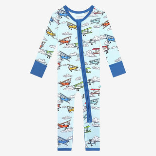 Posh Peanut Boy's Convertible Footie Romper - Flyer (Biplanes)