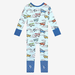 Boy's Convertible Footie Romper - Flyer (Biplanes) Posh Peanut