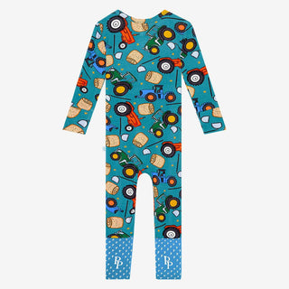 Boy's Bamboo Convertible Footie Romper - Roberts (Trucks) Posh Peanut