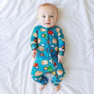 Boy's Bamboo Convertible Footie Romper - Roberts (Trucks) Posh Peanut