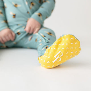 Boy's Bamboo Footie with Zipper - Spring Bee Posh Peanut