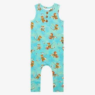 Posh Peanut Boys Henley Racerback Romper - Arlo Foxes