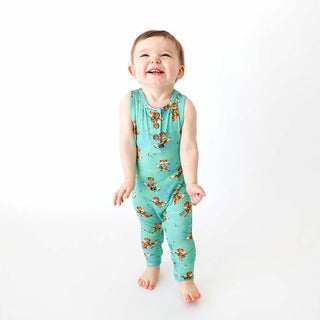 Posh Peanut Boys Henley Racerback Romper - Arlo Foxes