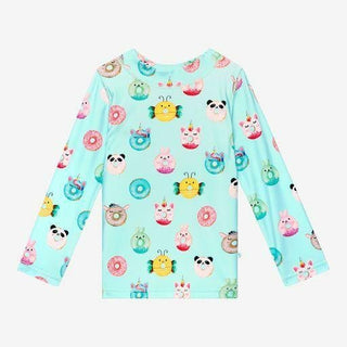 Boy's Long Sleeve Rash Guard - Donuts Posh Peanut