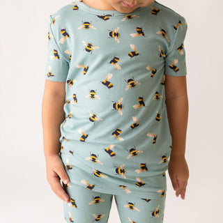 Boy's Bamboo Short Sleeve Pajama Set - Spring Bee Posh Peanut