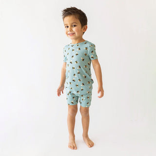 Posh Peanut Boy's Short Sleeve Pajama Set with Shorts - Spring Bee