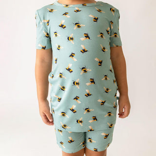 Posh Peanut Boy's Short Sleeve Pajama Set with Shorts - Spring Bee