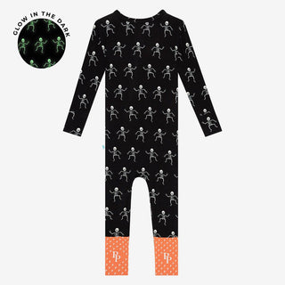 Bamboo Convertible Footie Romper - Dancing Skelly Posh Peanut