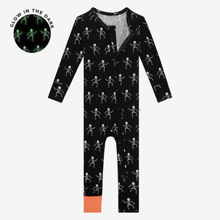 Bamboo Convertible Footie Romper - Dancing Skelly Posh Peanut