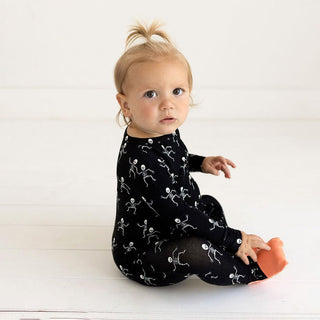 Bamboo Convertible Footie Romper - Dancing Skelly Posh Peanut