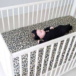 Bamboo Crib Sheet - Lana Leopard Tan Posh Peanut