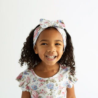 Bamboo Infant Pointelle Luxe Headwrap with Bow - Etta (Floral)