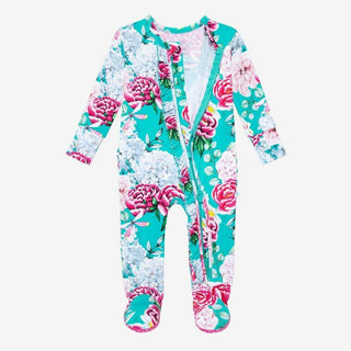 Posh Peanut Footie Ruffled Zippered One Piece for Girls - Eloise