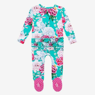 Posh Peanut Footie Ruffled Zippered One Piece for Girls - Eloise