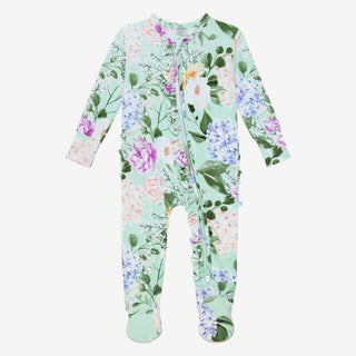 Posh Peanut Footie Ruffled Zippered One Piece for Girls - Erin