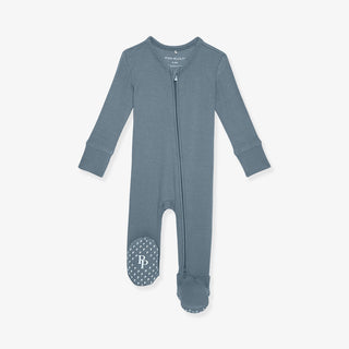 Posh Peanut Footie with 2-Way Zipper - Slate | Baby Riddle