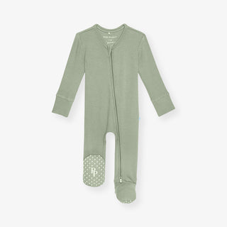 Posh Peanut Footie with 2-Way Zipper - Soft Jade | Baby Riddle