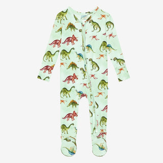 Bamboo Footie with Zipper - Buddy (Dinosaurs) Posh Peanut