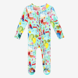 Bamboo Footie with Zipper - Happy Birthday Baby & Toddler Sleepwear