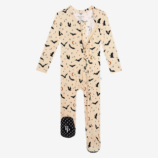 Bamboo Footie with Zipper - Spooky Bats Posh Peanut