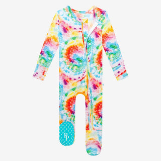 Bamboo Footie with Zipper - Totally Tie Dye Baby & Toddler Sleepwear