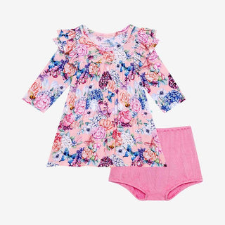 Girl's 3/4 Sleeve Flutter Dress & Bloomer Outfit Set - Lyric (Floral) Baby & Toddler Outfits