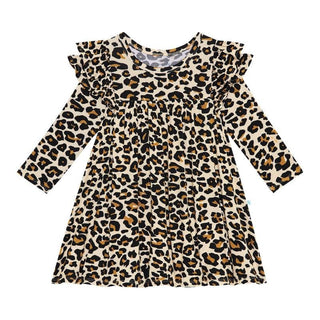 Girl's Bamboo 3/4 Sleeve Flutter Dress - Lana Leopard Baby & Toddler Dresses