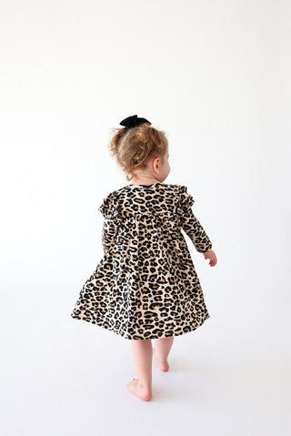 Girl's Bamboo 3/4 Sleeve Flutter Dress - Lana Leopard Baby & Toddler Dresses