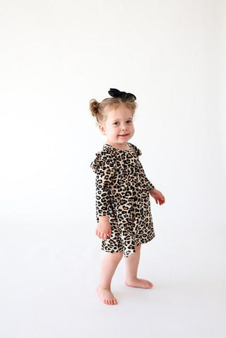 Girl's Bamboo 3/4 Sleeve Flutter Dress - Lana Leopard Baby & Toddler Dresses