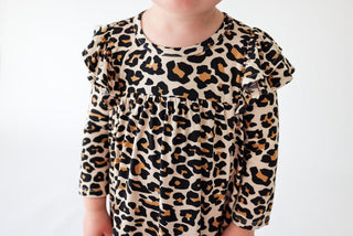 Girl's Bamboo 3/4 Sleeve Flutter Dress - Lana Leopard Baby & Toddler Dresses