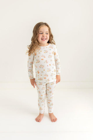 Girl's Bamboo Long Sleeve Pajama Set - Clemence (Floral) Posh Peanut