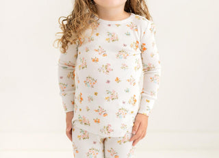 Girl's Bamboo Long Sleeve Pajama Set - Clemence (Floral) Posh Peanut