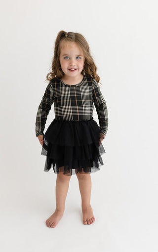 Posh Peanut Girl's Bamboo Long Sleeve Tulle Dress - Sanders (Plaids)