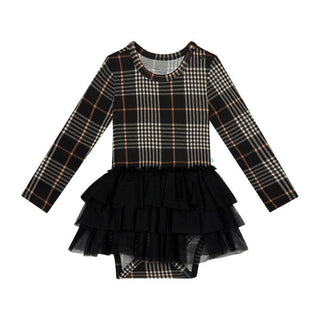 Girl's Bamboo Long Sleeve Tulle Skirt Bodysuit - Sanders (Plaids) Baby One-Pieces