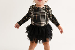 Girl's Bamboo Long Sleeve Tulle Skirt Bodysuit - Sanders (Plaids) Baby One-Pieces