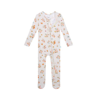 Girl's Bamboo Ruffle Footie with Zipper - Clemence (Floral) Posh Peanut