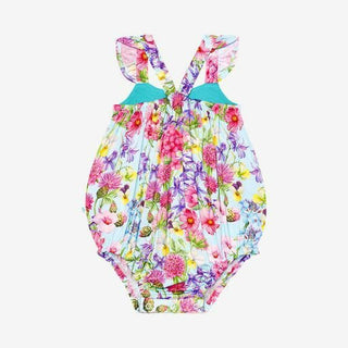 Girl's Bamboo Basic Ruffled Cap Sleeve Bubble Romper - Hadley (Floral) Baby One-Pieces