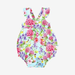 Girl's Bamboo Basic Ruffled Cap Sleeve Bubble Romper - Hadley (Floral) Baby One-Pieces