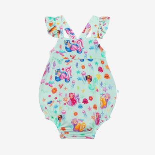 Girl's Bamboo Basic Ruffled Cap Sleeve Bubble Romper - Kai (Mermaids) Baby One-Pieces